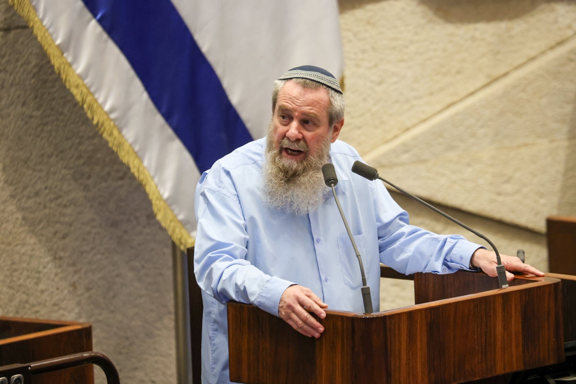 El diputado israelí Noam Avi Maoz en el pleno de la Knéset en Jerusalén, Israel, el 22 de octubre de 2025. Foto: Dani Shem-Tov/Oficina del Presidente de la Knéset