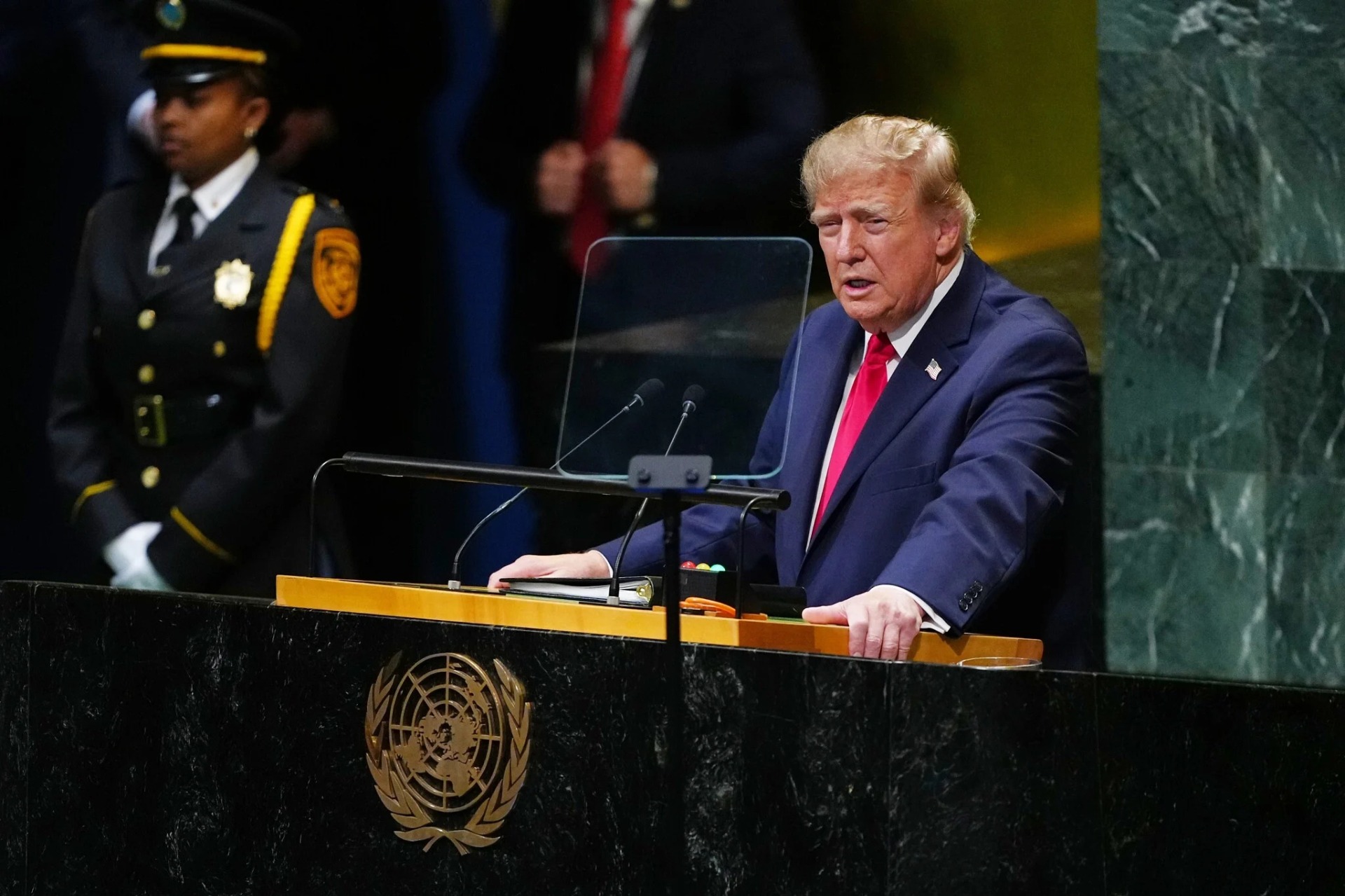 El presidente Donald Trump se dirige a la Asamblea General de las Naciones Unidas, el 22 de septiembre de 2026, en la sede de la ONU. Foto: AP / Julia Demaree Nikhinson